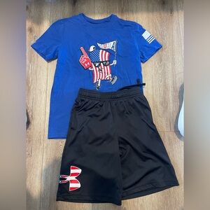 Under Armour Navy Tee and Black Shorts Combo